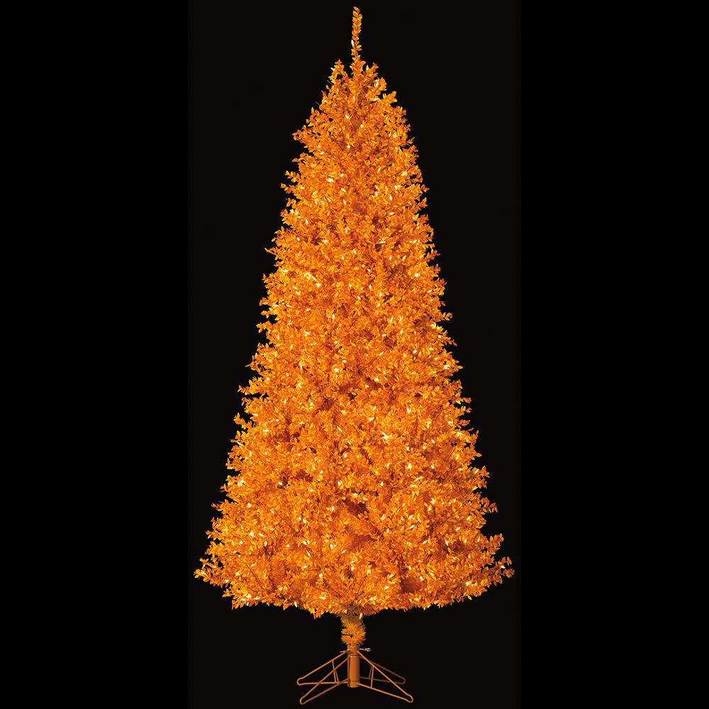 PVC Mini Leaf Pencil Tree x2697 With 750 LED Lights on Metal Stand, 7.5' (orange) - Image 2