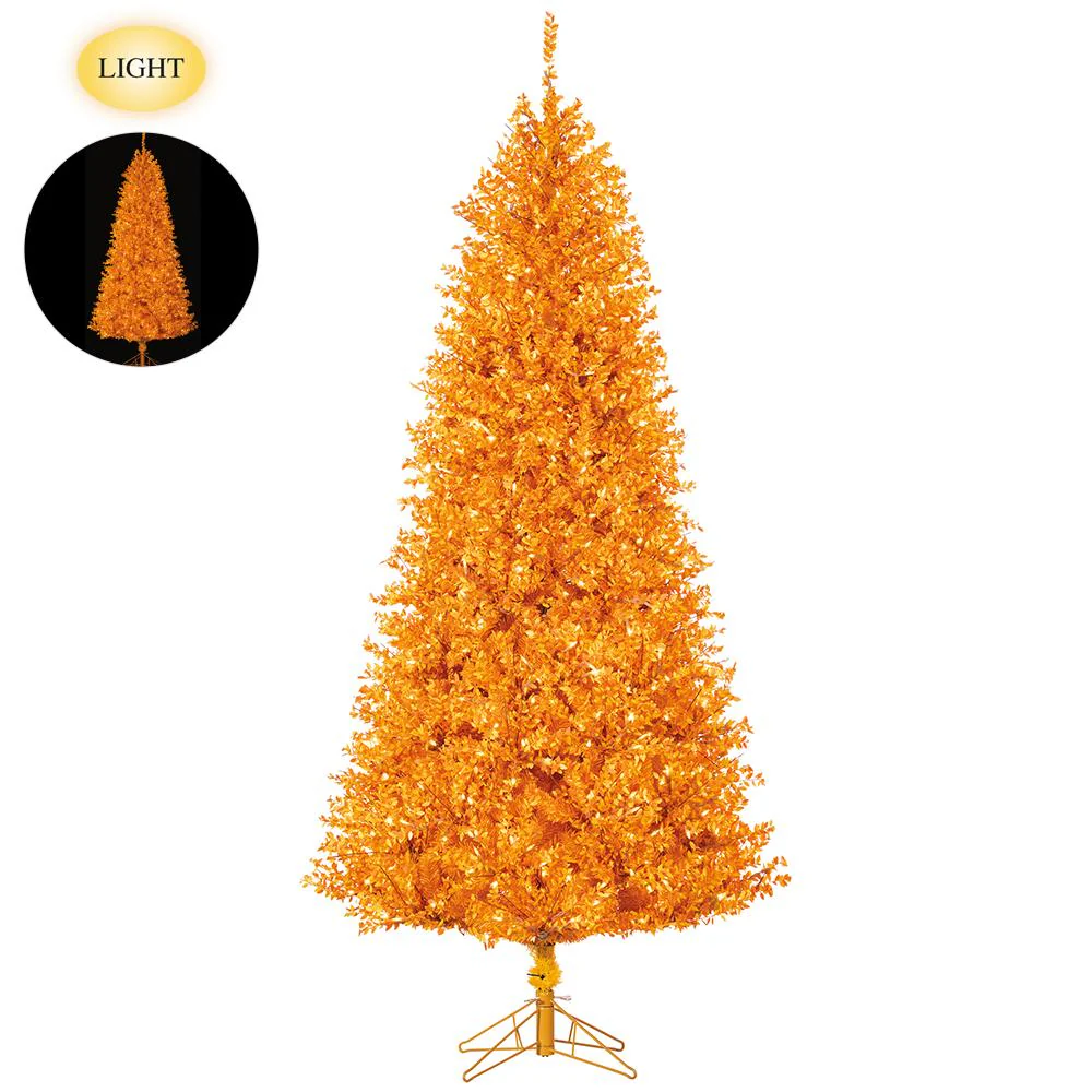 PVC Mini Leaf Pencil Tree x2697 With 750 LED Lights on Metal Stand, 7.5' (orange) - Image 3