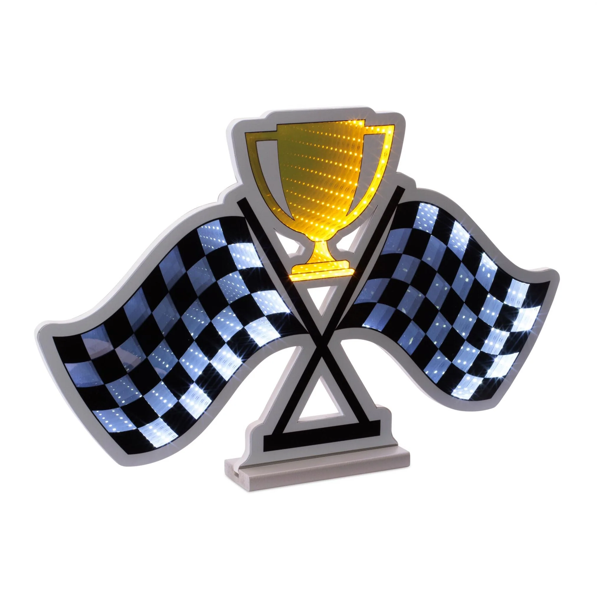 Racing Flags W/ Trophy Infinity Light, Acrylic, W/ UL Plug, 25" x 16"