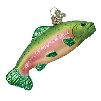 Rainbow Trout Glass Ornament, 4.5" - Image 2