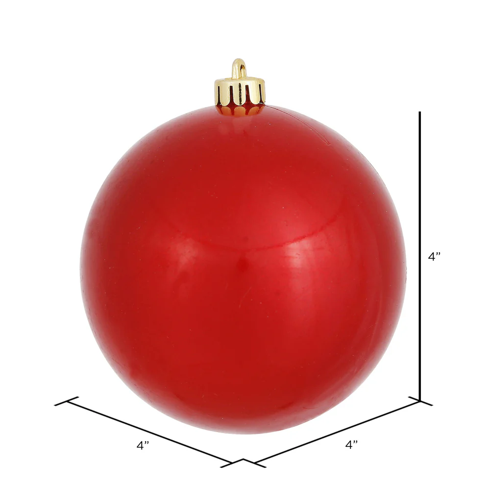 Shatterproof Red Candy Ball Ornament, 4" (Set of 6) - Image 3