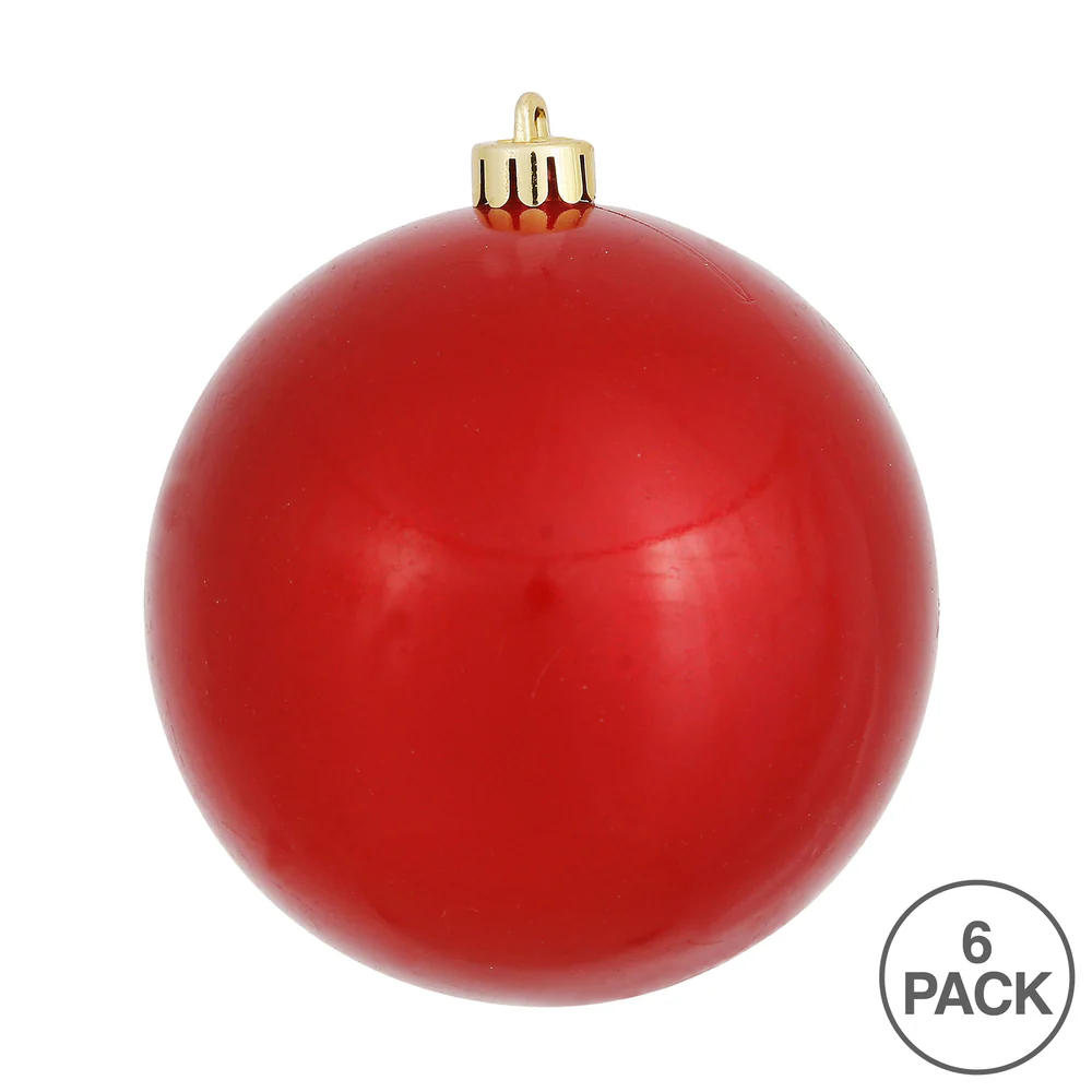 Shatterproof Red Candy Ball Ornament, 4" (Set of 6) - Image 5