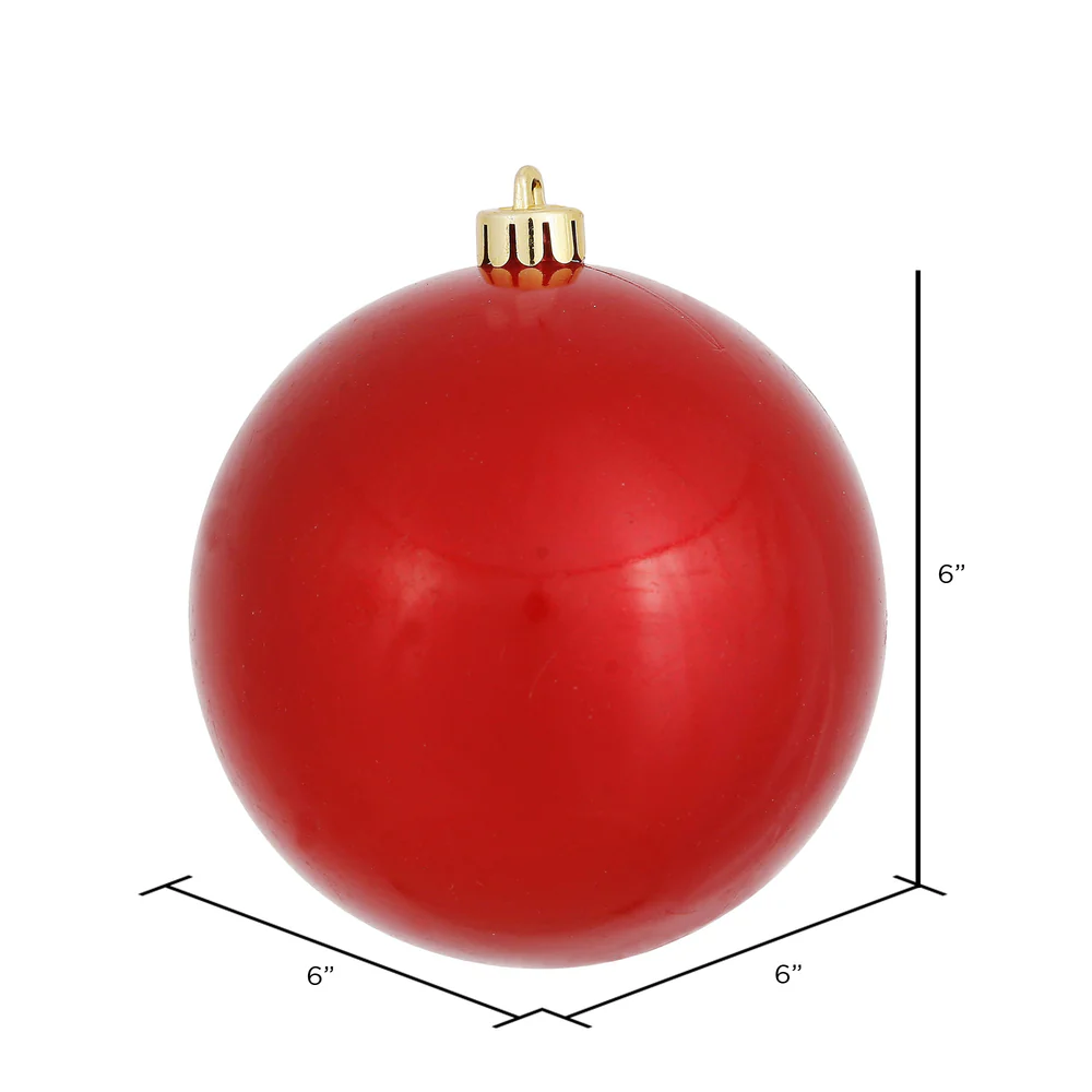 Shatterproof Red Candy Ball Ornament, 6" (Set of 4) - Image 2