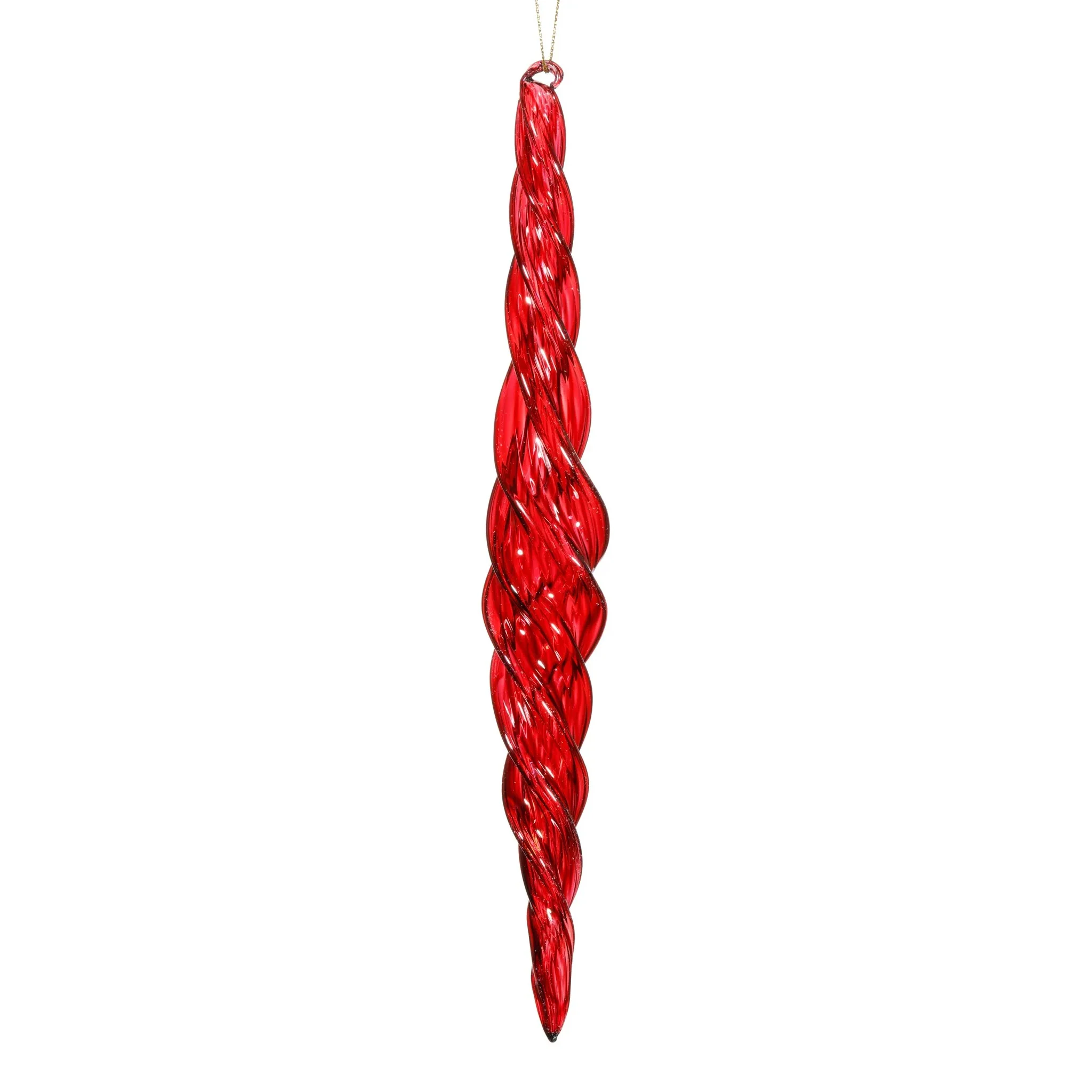 Red Glass Iridescent Icicle Ornament, 12" (Box of 3)