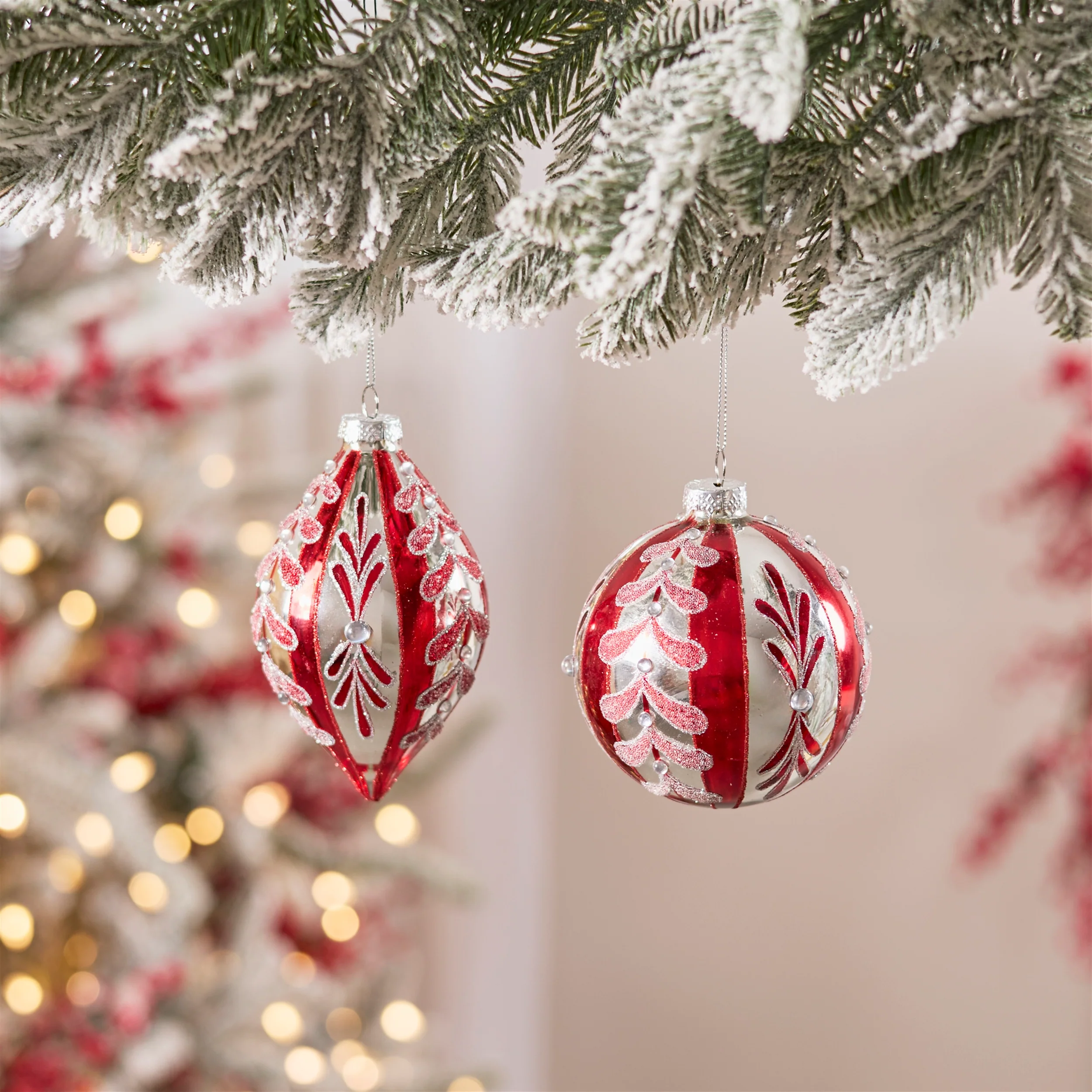 Red Glass Ornament, 4 - 5" (2 styles - sold individually) - Image 2