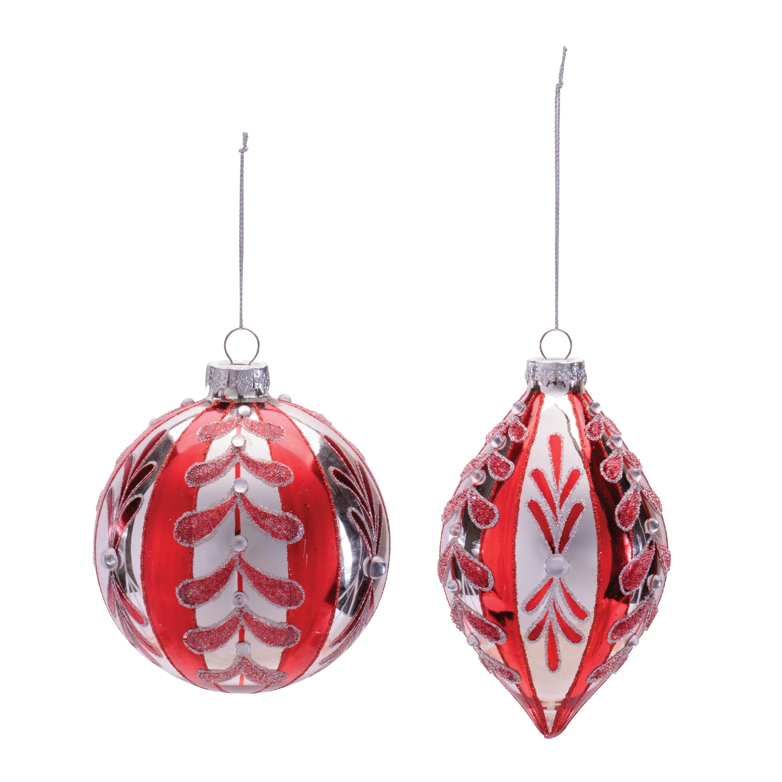 Red Glass Ornament, 4 - 5" (2 styles - sold individually) - Image 3