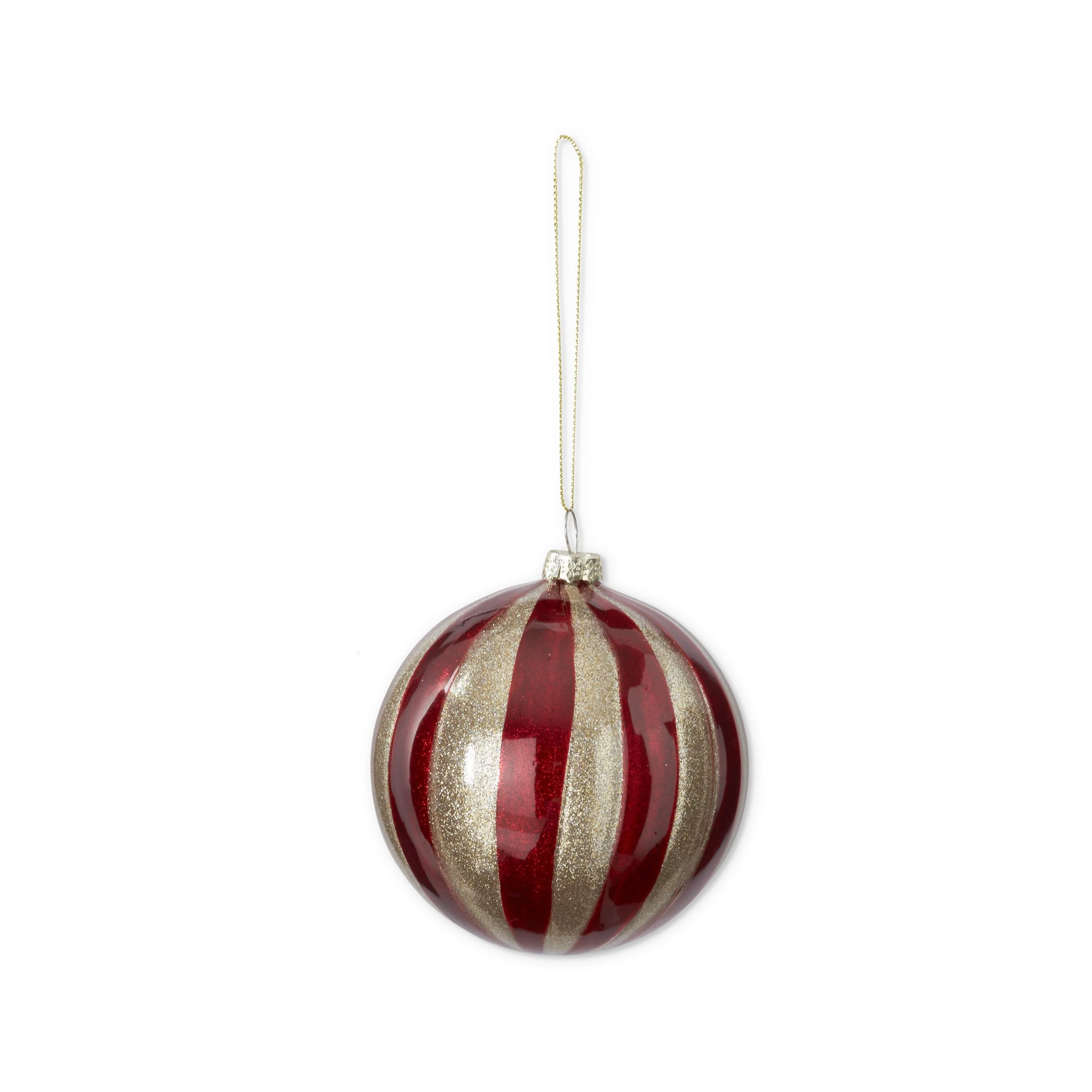 Red & Glitter Gold Glass Ornament, 6.25" (3 styles - sold individually) - Image 3