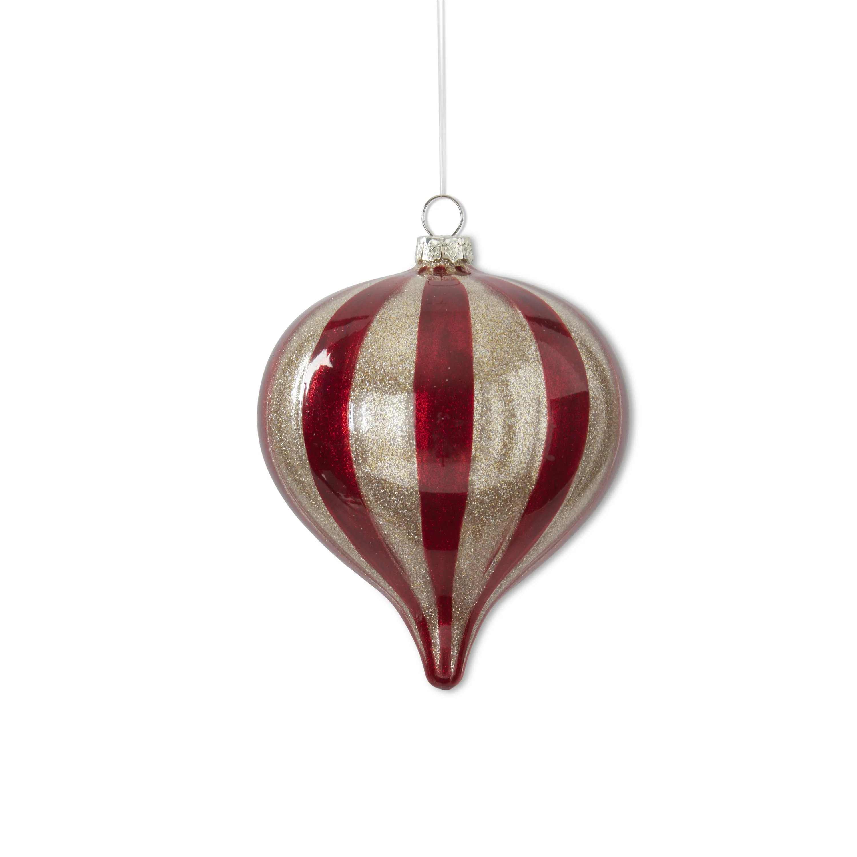 Red & Glitter Gold Glass Ornament, 6.25" (3 styles - sold individually) - Image 4