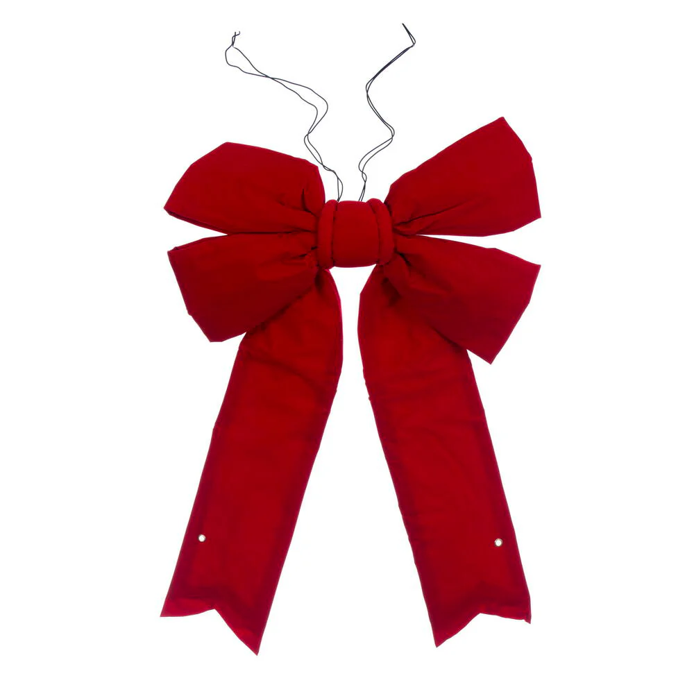 Red Velvet LED Outdoor Christmas Bow, 24" x 30" - Image 2