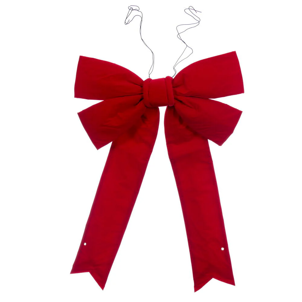 Red Velvet LED Outdoor Christmas Bow, 36" x 45" - Image 2