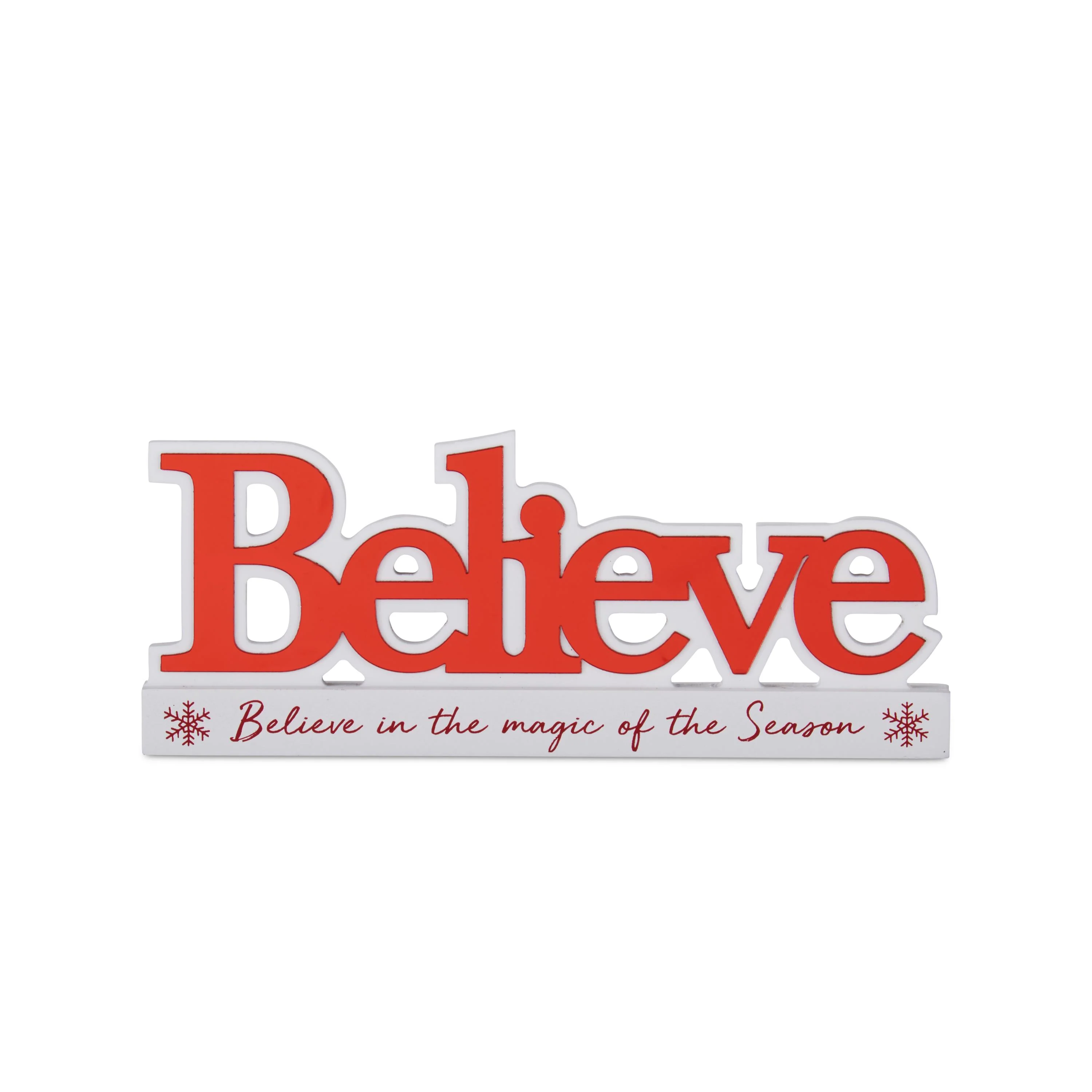 Red & White Magic Of The Season Believe Cutout Sign, 6"