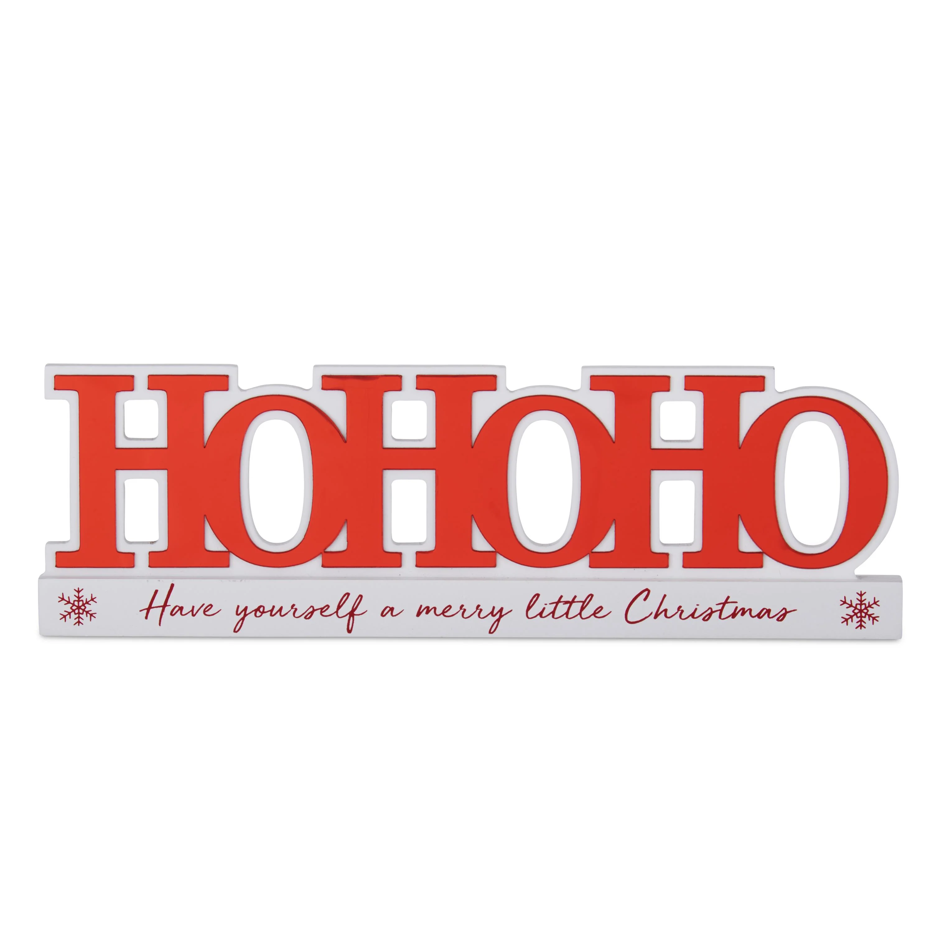 Red & White Merry Little Christmas HoHoHo Cutout Sign, 11.75"