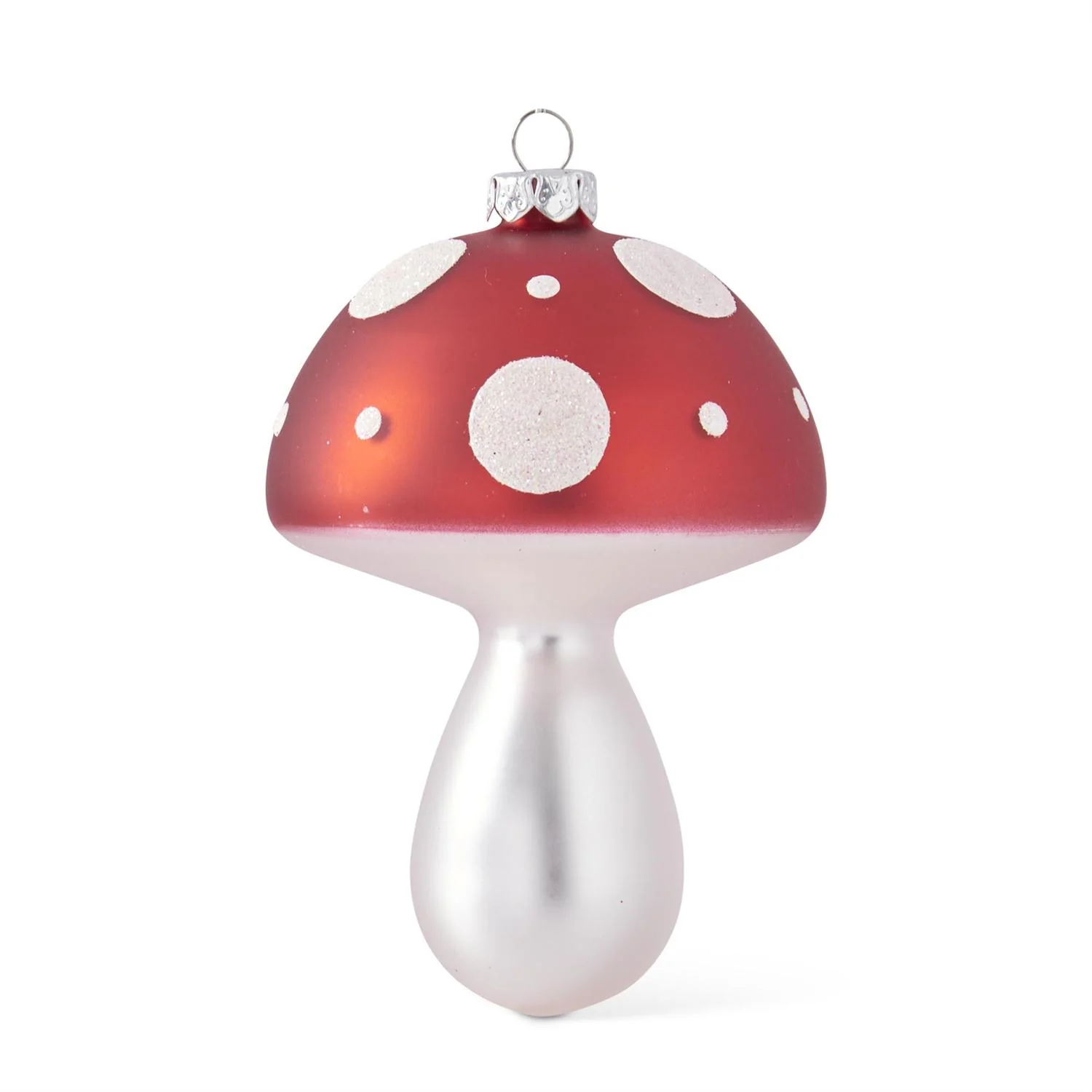 Red & White Polka Dot Mushroom Glass Ornament (2 styles - sold individually) - Image 2
