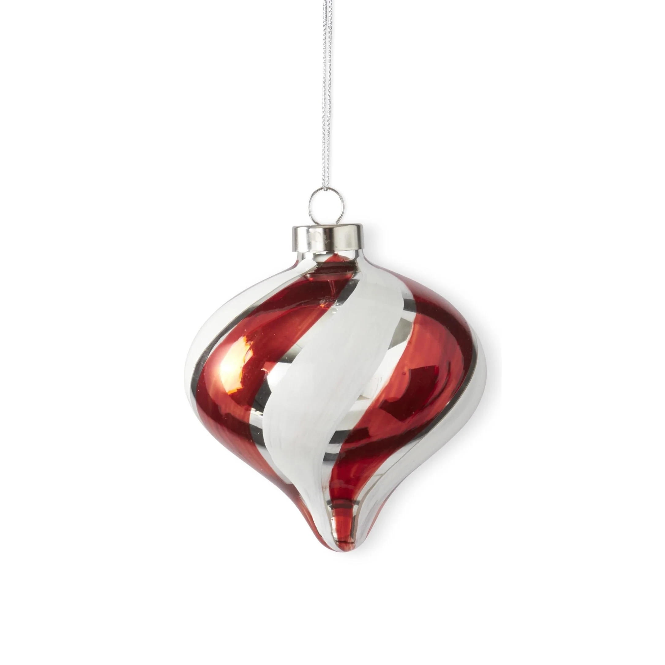 Red & White Swirled Glass Ornament, 6.75" (3 styles - sold individually) - Image 2