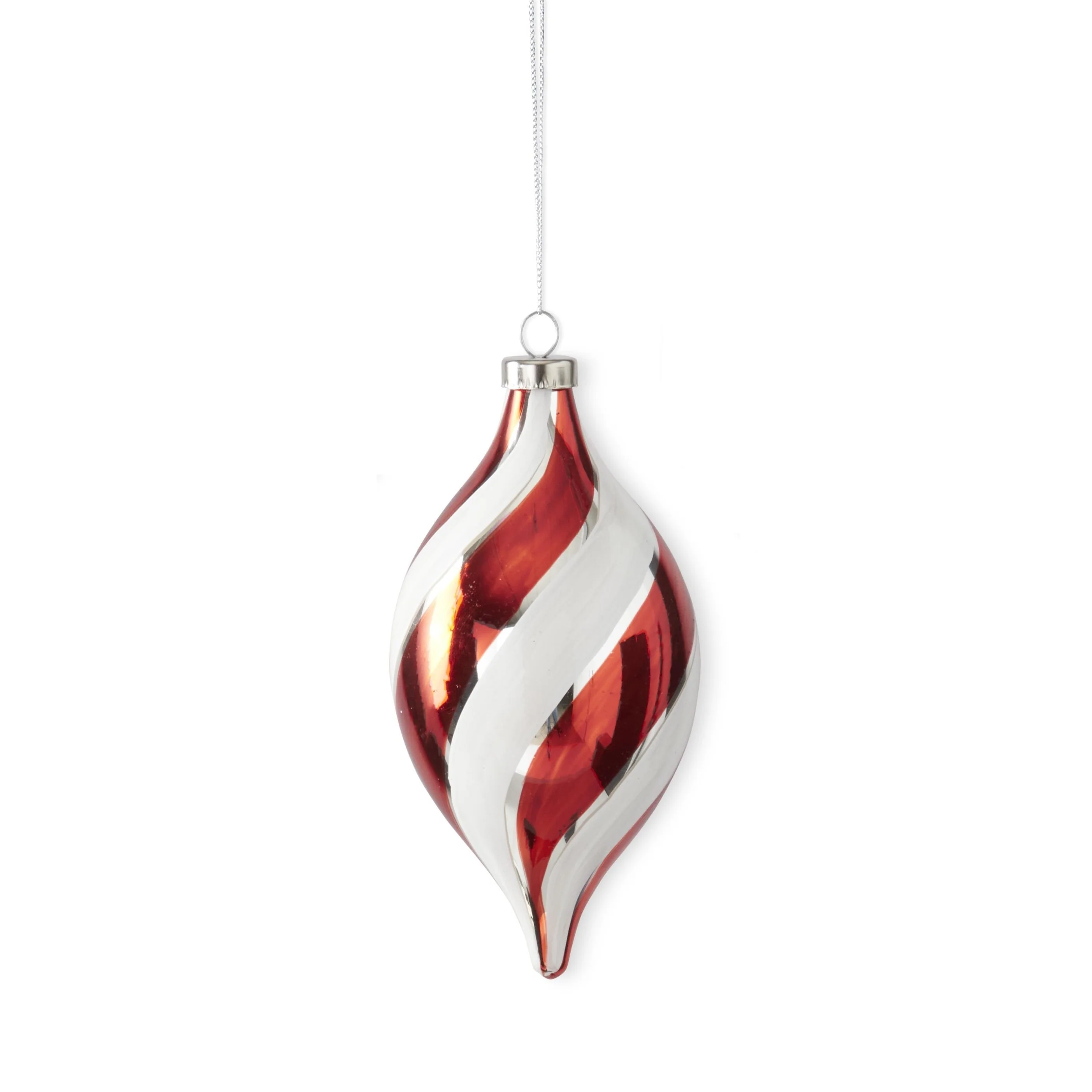 Red & White Swirled Glass Ornament, 6.75" (3 styles - sold individually) - Image 3