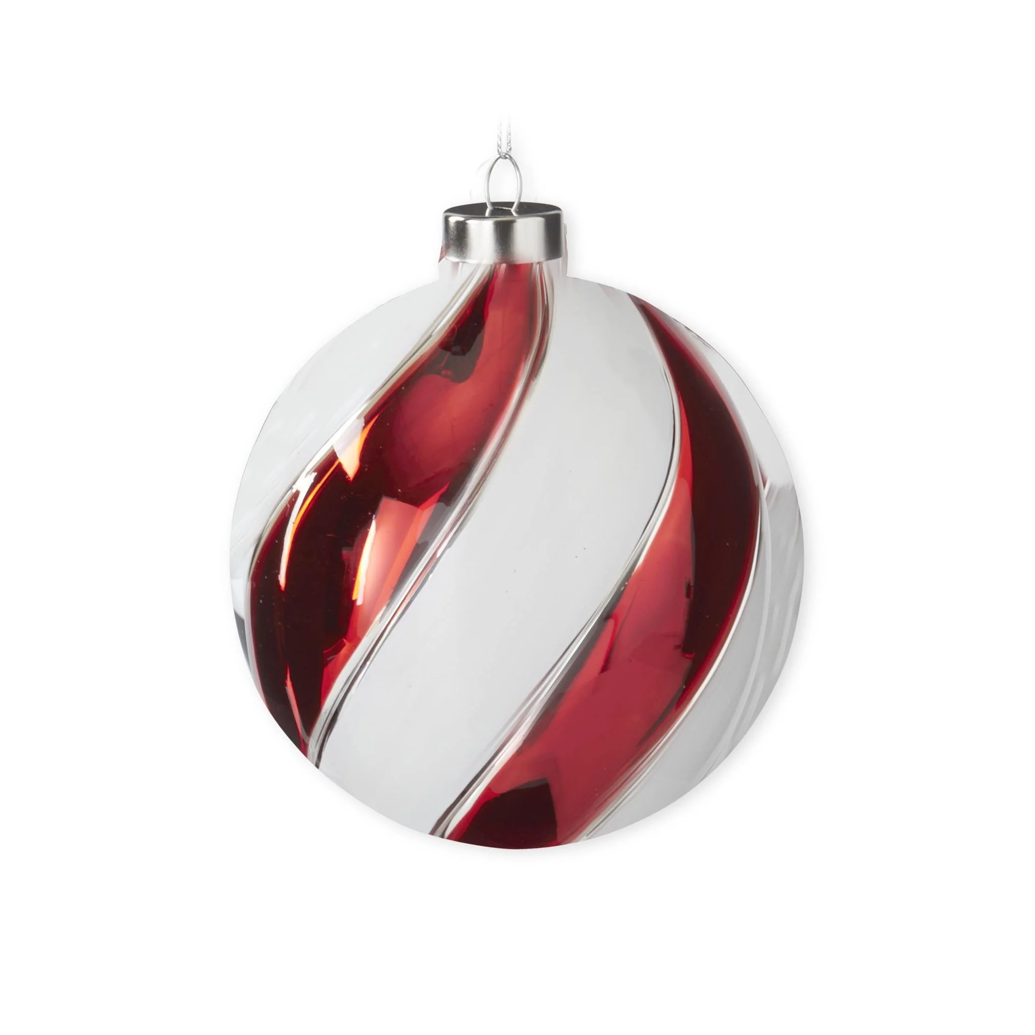 Red & White Swirled Glass Ornament, 6.75" (3 styles - sold individually) - Image 4