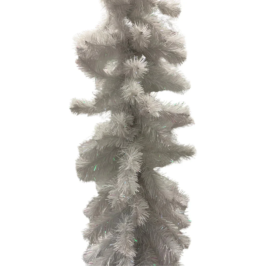 Regular Cut Tinsel Garland, 9' x 12" (White)