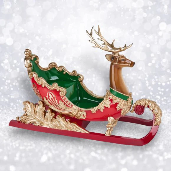 Reindeer Sleigh Figurine, 28" - Image 2