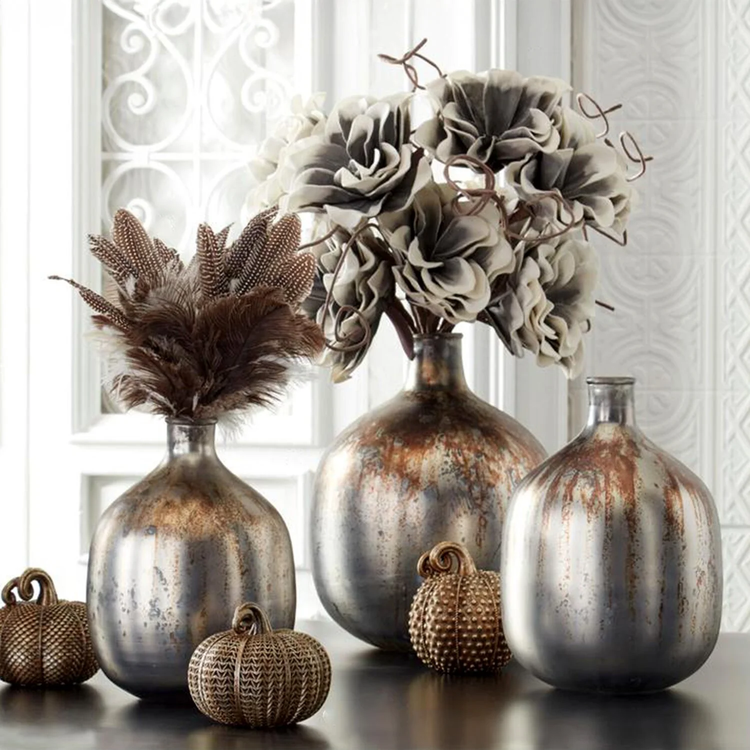 Resin Antique Gold Textured Pumpkin (3 Styles - Sold individually) - Image 4