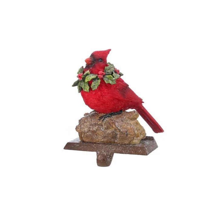 Resin Cardinal On Log Stocking Holder, 7-9" (2 styles - sold individually) - Image 3