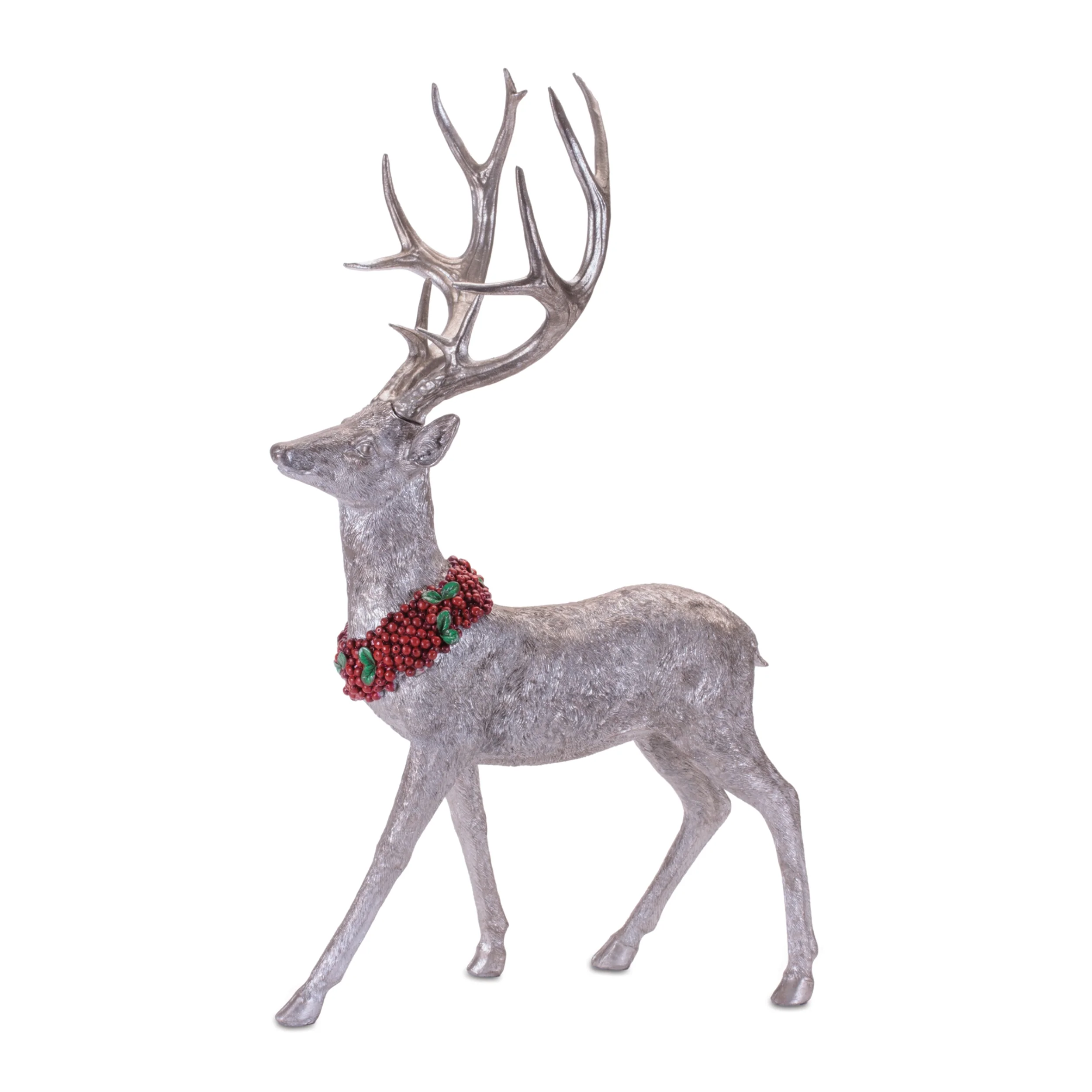 Resin Deer Figurine w/Red Wreath, 19.5" - 28" (2 styles - sold individually) - Image 3