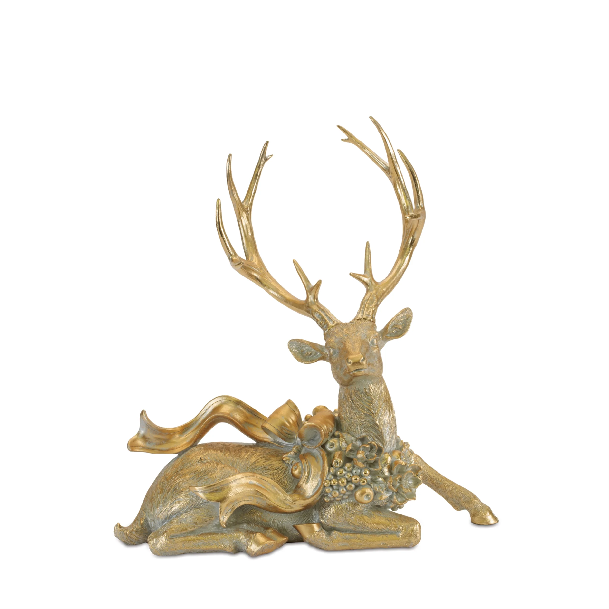 Resin Deer w/Bow Figurine, 19.5 - 27.5" (2 styles - sold individually) - Image 3