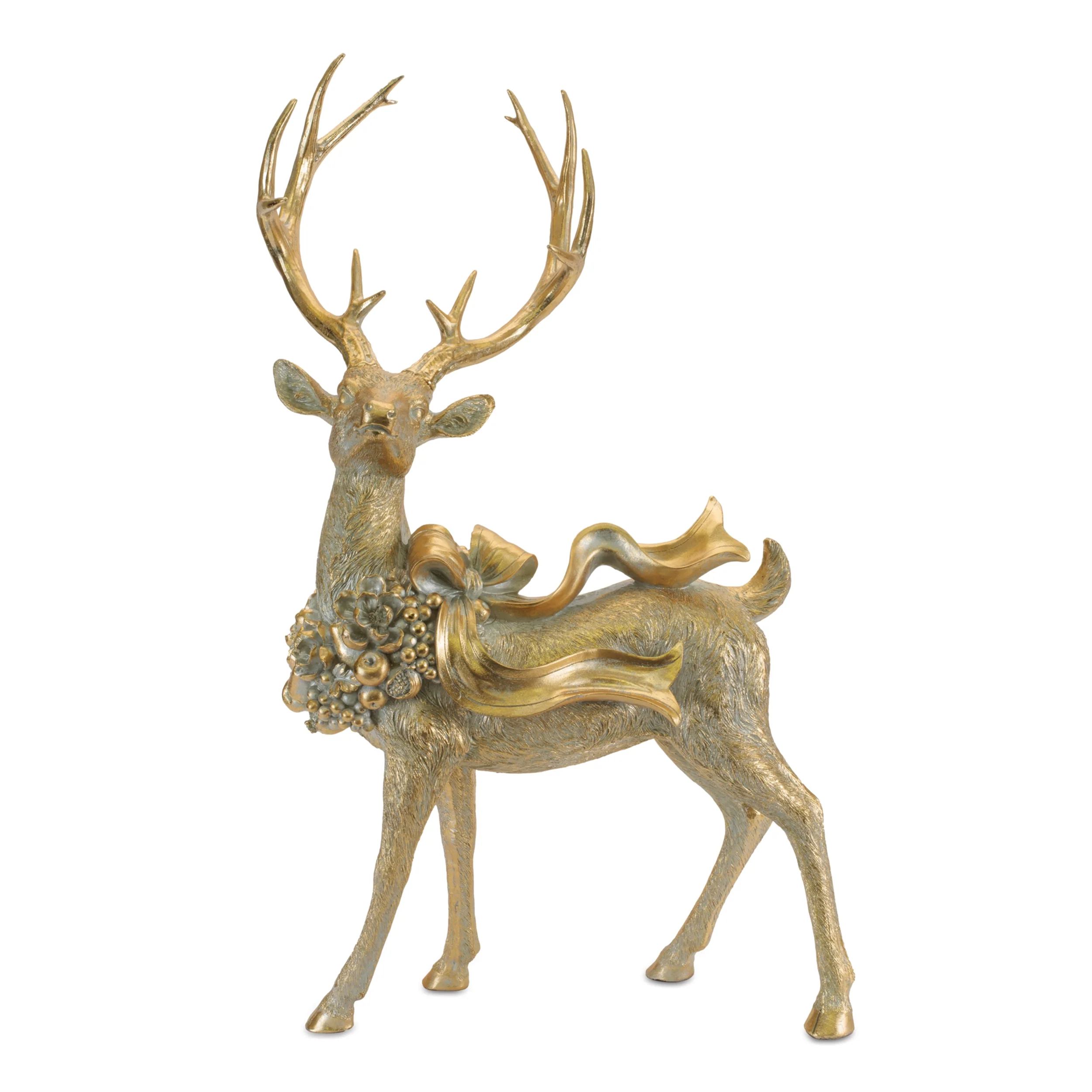 Resin Deer w/Bow Figurine, 19.5 - 27.5" (2 styles - sold individually) - Image 4