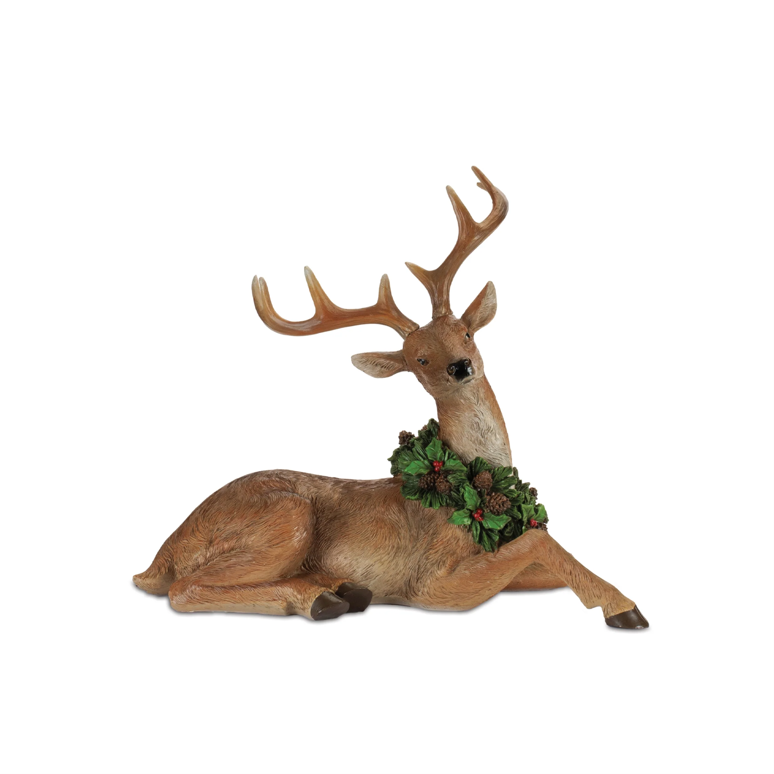 Resin Deer w/Wreath Figurine, 13 - 18" (2 styles - sold individually) - Image 2