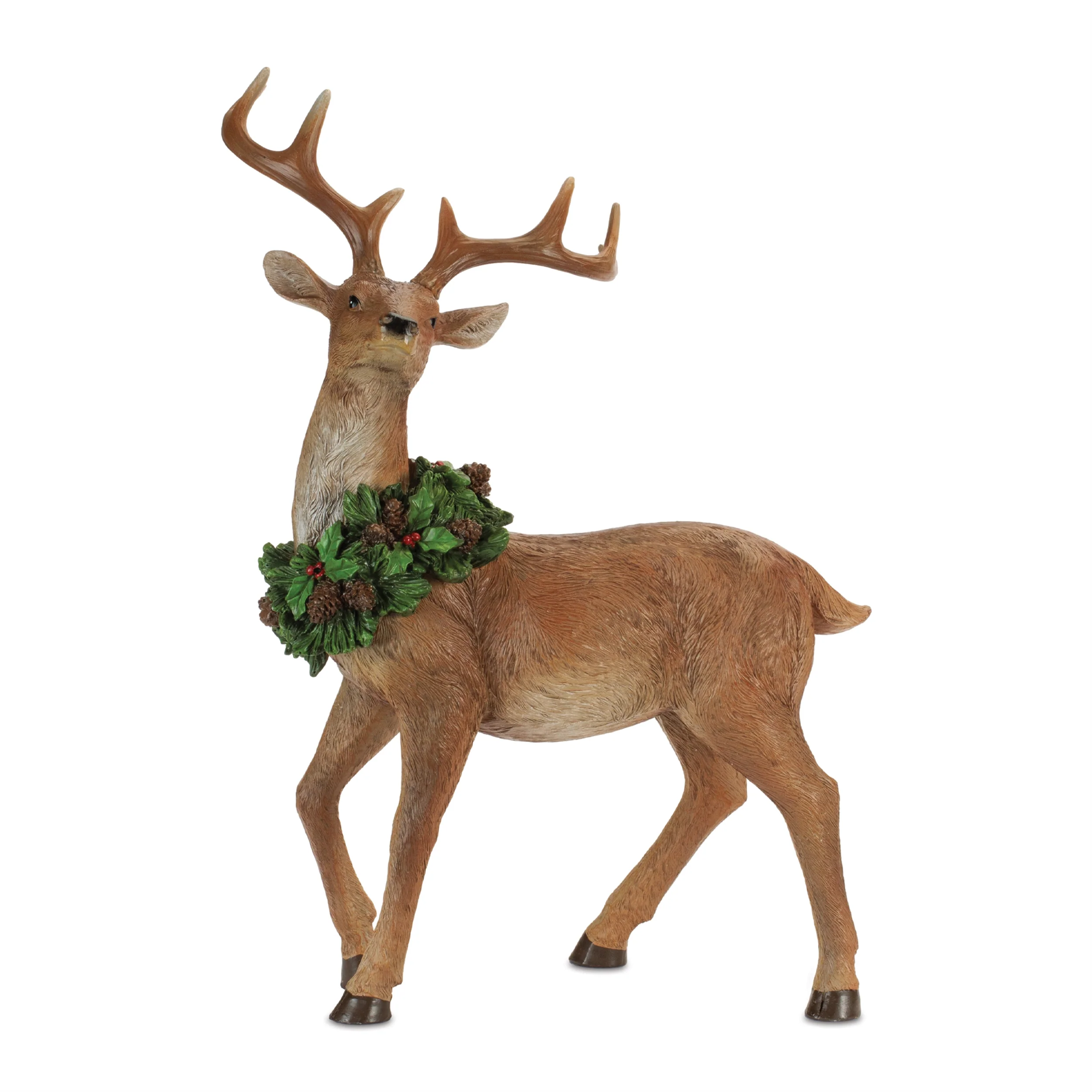 Resin Deer w/Wreath Figurine, 13 - 18" (2 styles - sold individually) - Image 3
