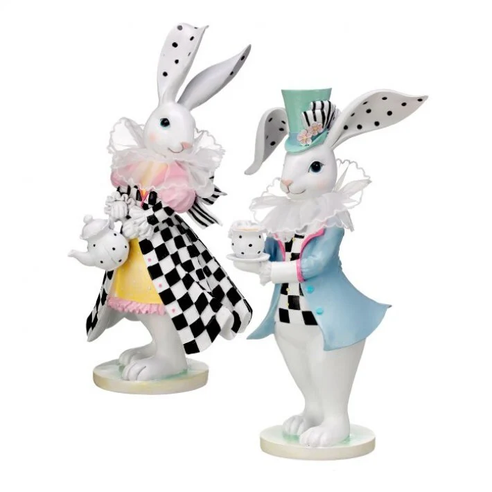 Resin & Fabric Brunch Bunny Figurine, 12" (2 styles - sold individually)
