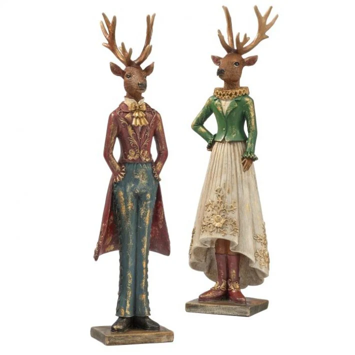 Resin Gentleman & Lady Deer Figurine, 15.5" (2 styles - sold individually)