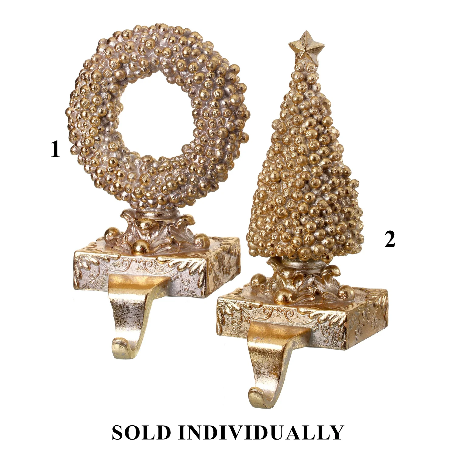 Resin Gilded Berry Tree/Wreath Stocking Holder, 10" (2 styles - sold individually)