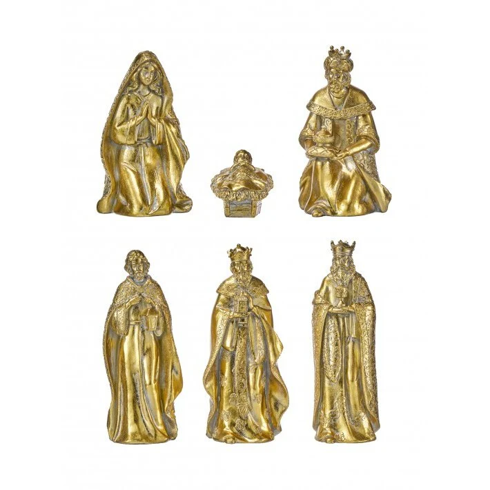 Resin Gilded Nativity Figurines, 2.5-9.5" (Set of 6)