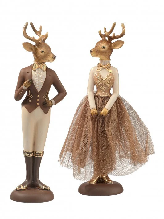 Resin Mr./Mrs. Regal Deer Figurine, 12" (2 styles - sold individually) - Image 3