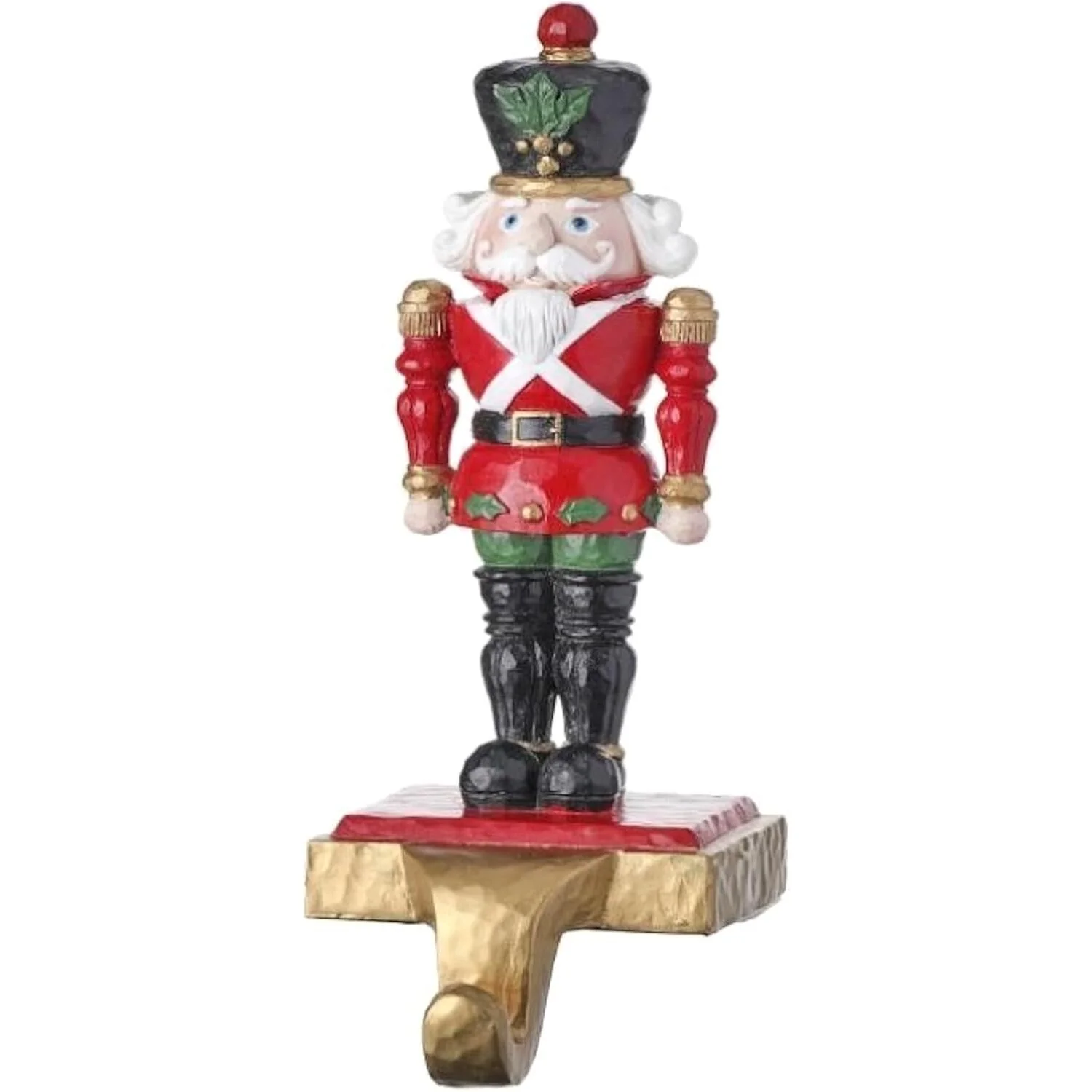 Resin Nutcracker Soldier Christmas Stocking Holder, 9.65"
