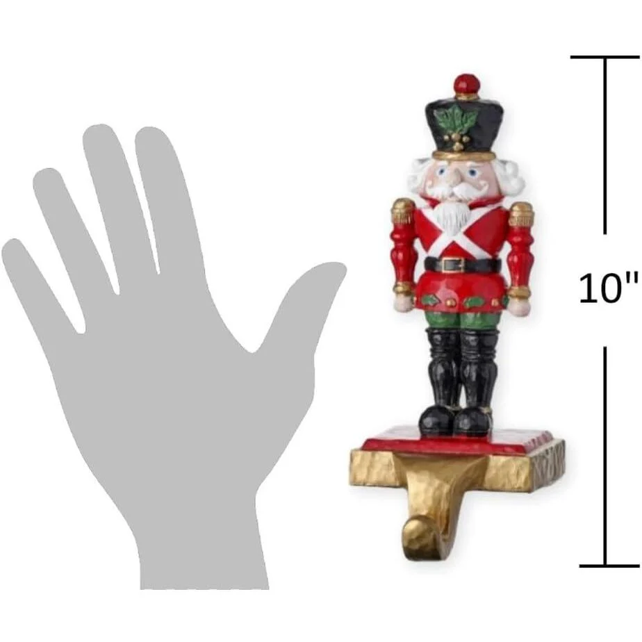 Resin Nutcracker Soldier Christmas Stocking Holder, 9.65" - Image 2