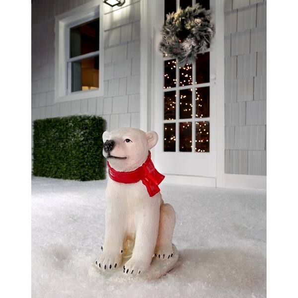 Resin Outdoor Sitting Baby Polar Bear, 16.5" - Image 2