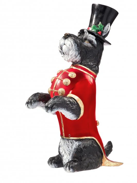 Resin Regal Dog w/Hat Figurine, 12"