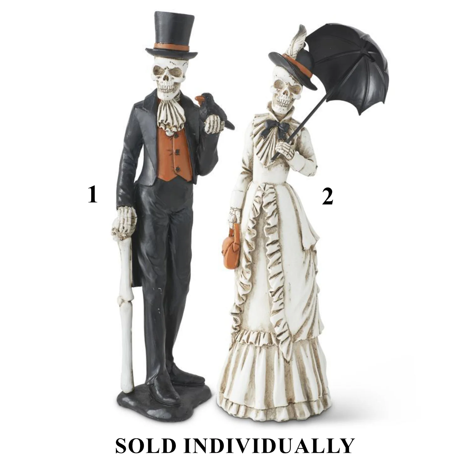 Resin Skeleton Man & Lady, 13" (2 styles - sold individually)