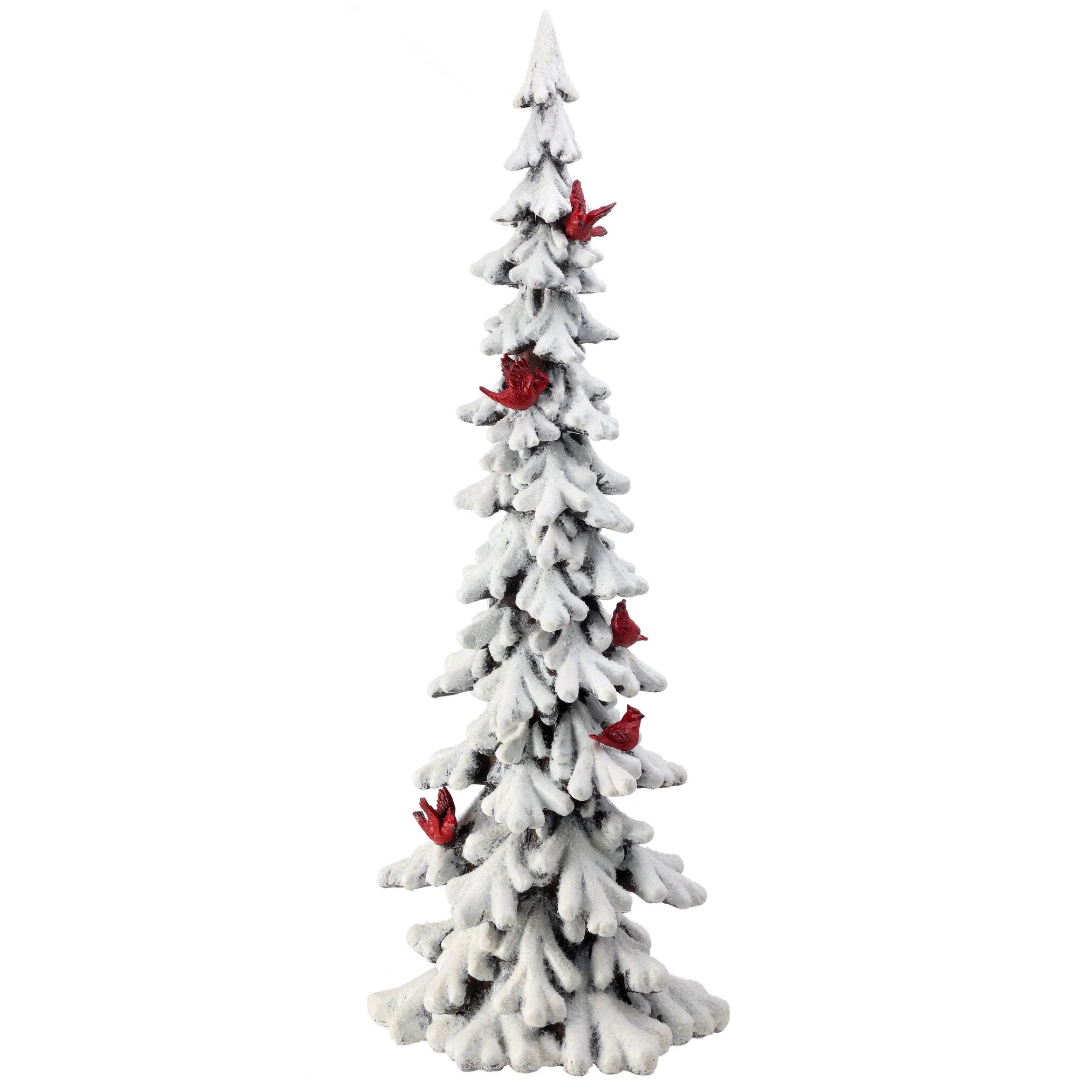 Resin Snow Tree w/Flying Cardinals, 25"