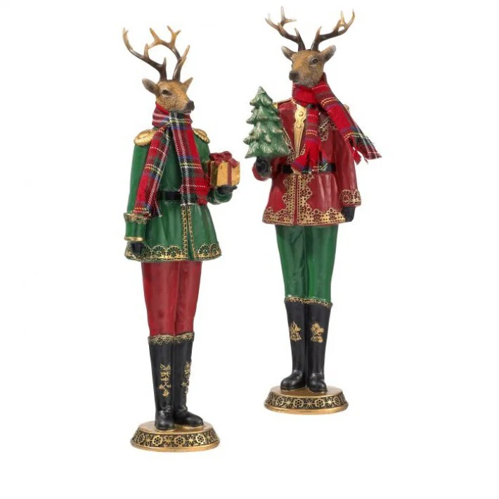 Resin Winter Deer W/Scarf Figurine, 15.5" (2 styles - sold individually)