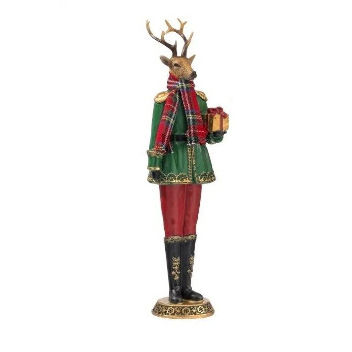 Resin Winter Deer W/Scarf Figurine, 15.5" (2 styles - sold individually) - Image 2