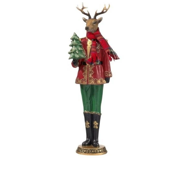 Resin Winter Deer W/Scarf Figurine, 15.5" (2 styles - sold individually) - Image 3