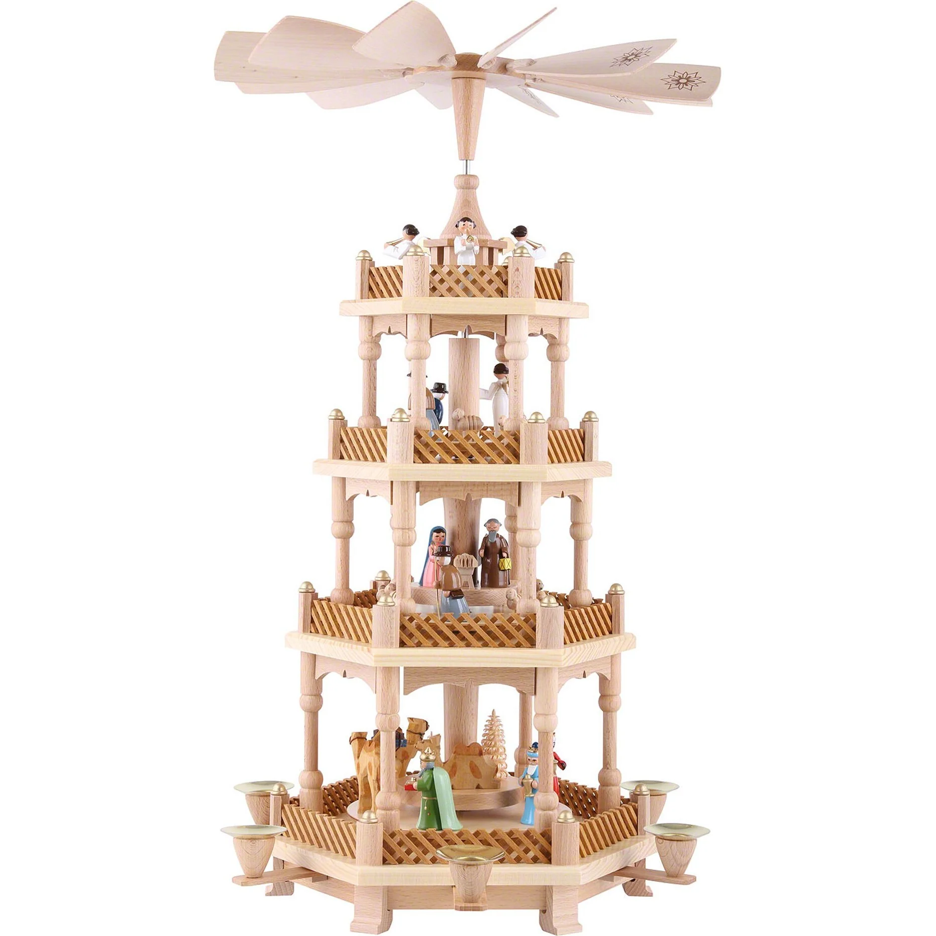 Richard Glaesser 4-tier Pyramid - Nativity Scene, Wise men, Shepherds & Angels, 21"