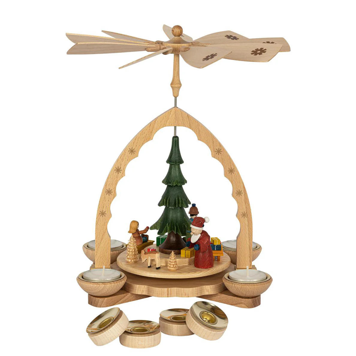 Richard Glaesser Pyramid - Winter Forest Scene with Santa, 10.6"