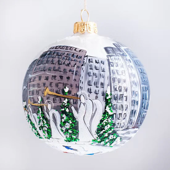 Rockefeller Center Ball Glass Ornament, 4" - Image 3