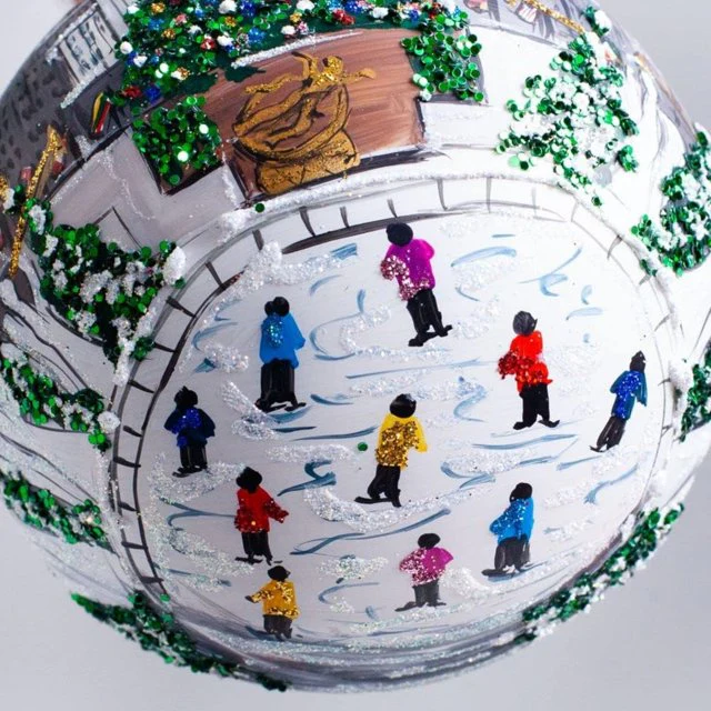 Rockefeller Center Ball Glass Ornament, 4" - Image 4