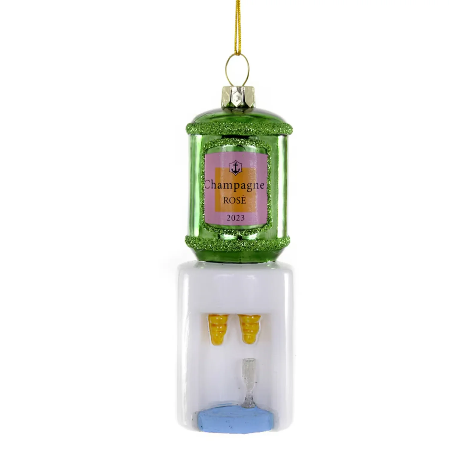 Rosé Cooler Glass Ornament, 4.5"