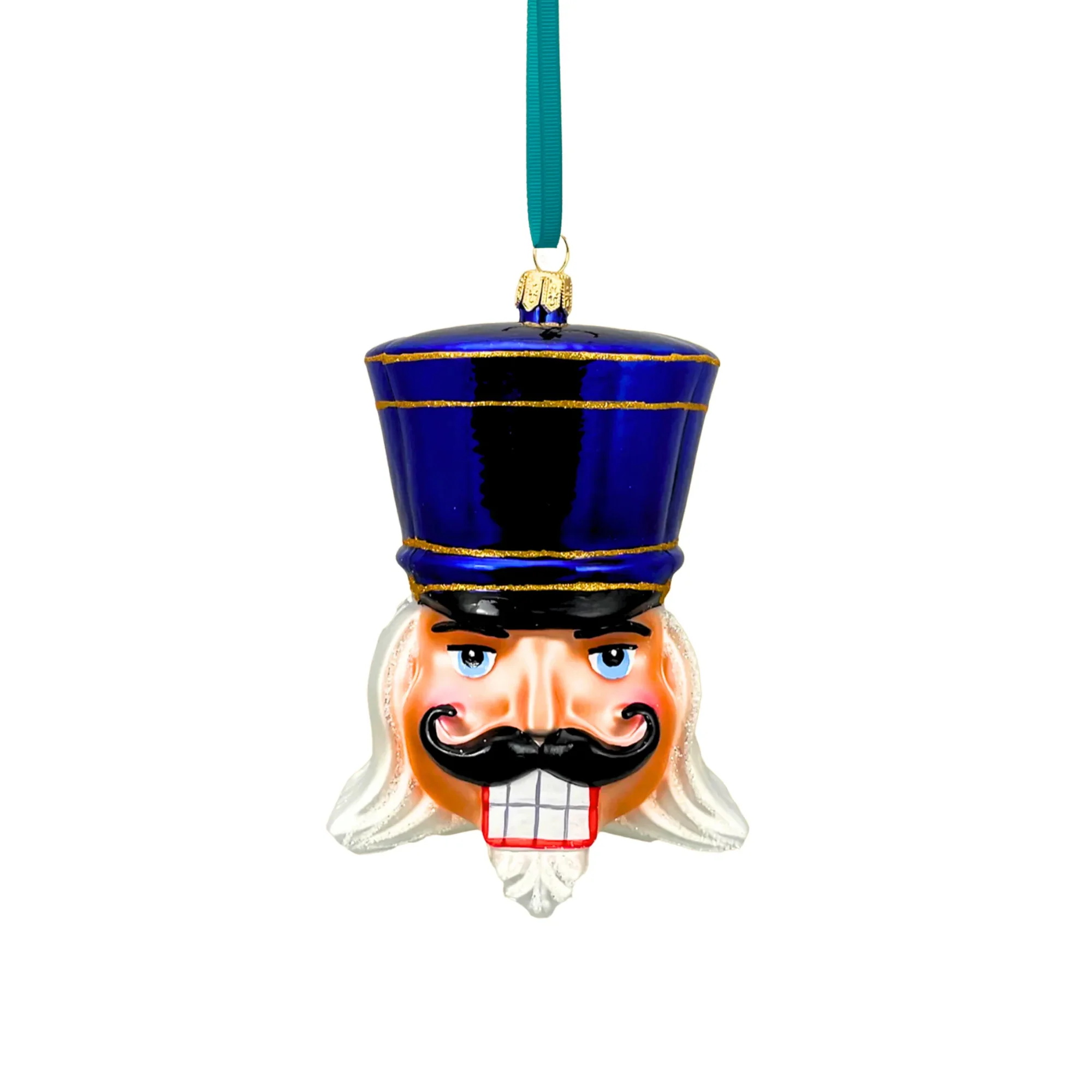 Royal Blue Glass Nutcracker Ornament, 5 - Image 2