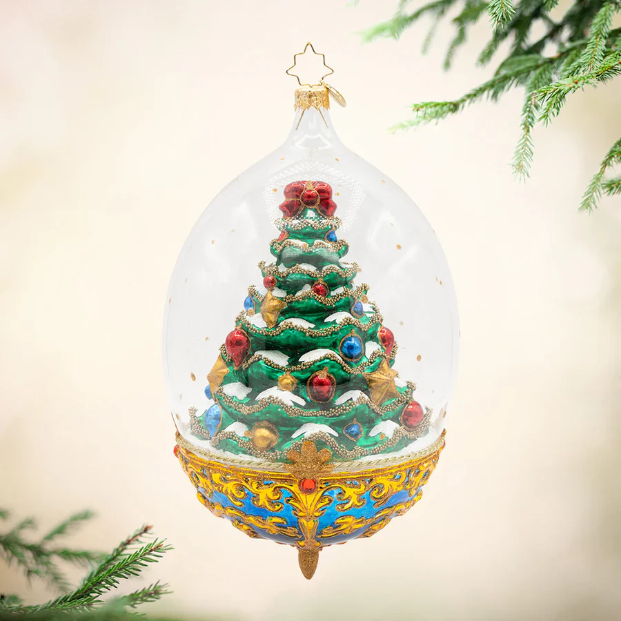 Royal Elegance Spruce Christmas Tree Glass Ornament, 7"